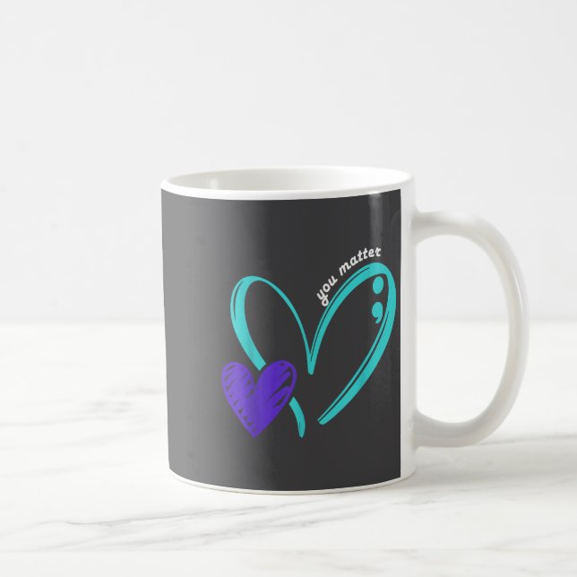 Taza De Café You Suicide Prevention Awareness Teal Purple Heart (Derecha)