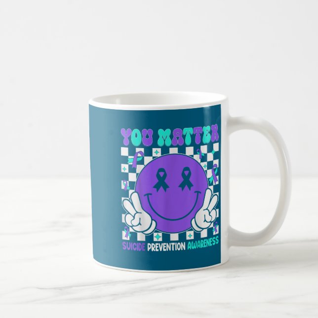 Taza De Café You Suicide Prevention Awareness Teal Purple Ribbo (Derecha)