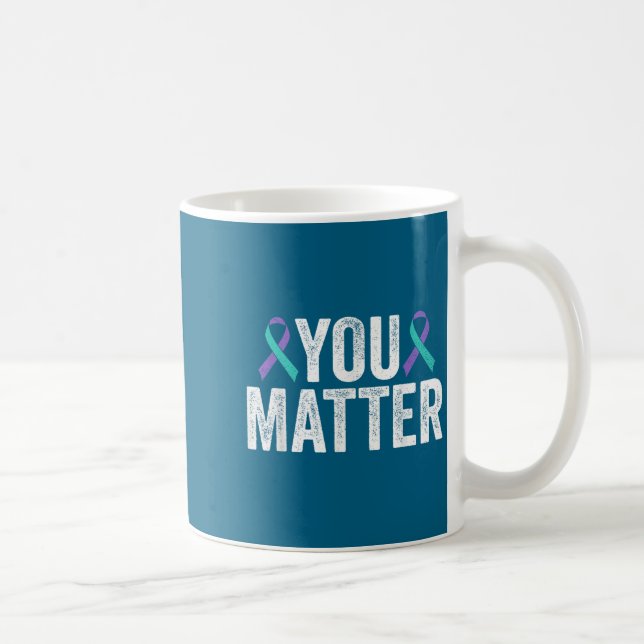 Taza De Café You - Suicide Prevention Teal Purple Awareness Rib (Derecha)