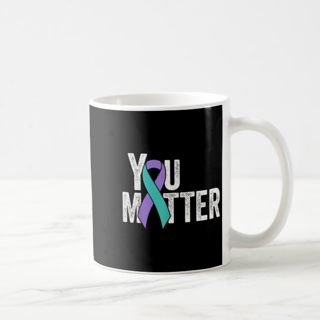 Taza De Café You Suicide Prevention Teal Purple Awareness Ribbo (Derecha)