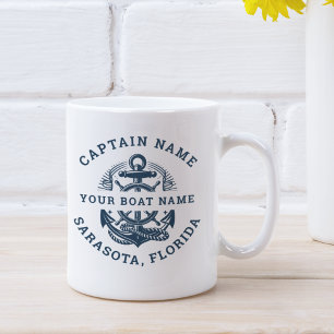 Taza De Café Your Name of Boat Vintage Anchor