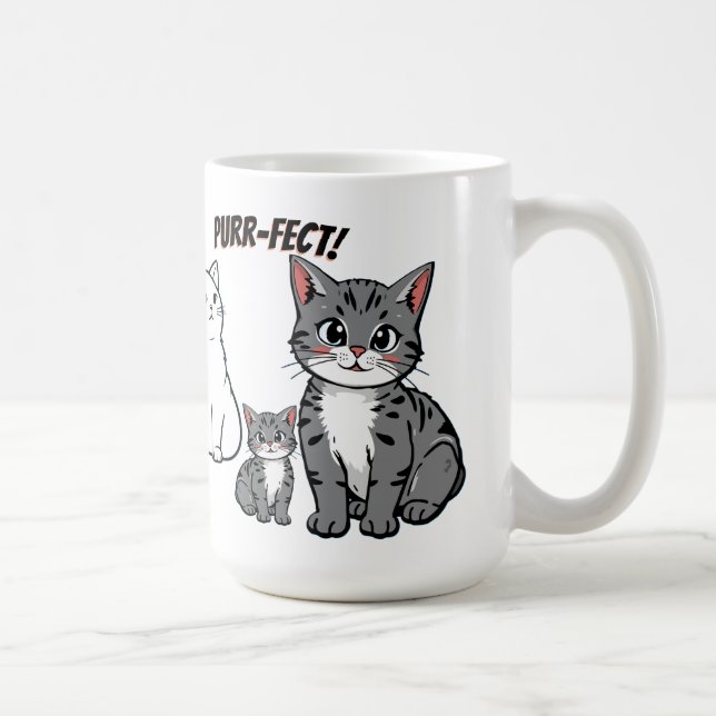 Taza De Café You're Purr-fect Animated Cat and Hearts  (Derecha)