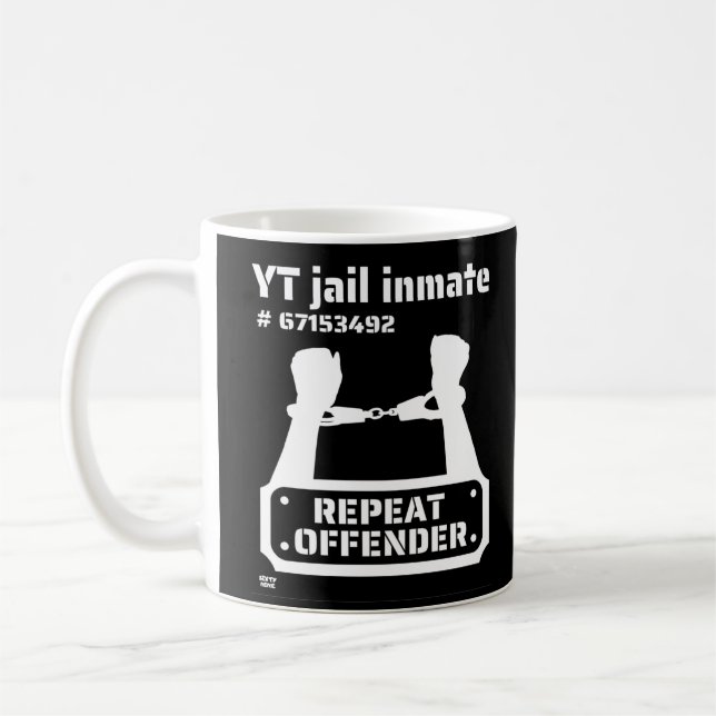 Taza De Café "YT JAIL INMATE" gracioso preso (Izquierda)