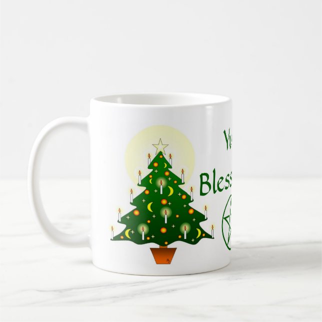 Taza De Café Yule Blessing Yule Tree Pagan Wiccan Cup/Mug (Izquierda)
