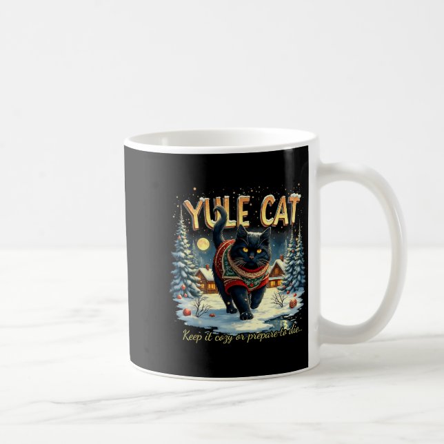Taza De Café Yule Cat Keep It Cozy Funny Winter Quote  (Derecha)