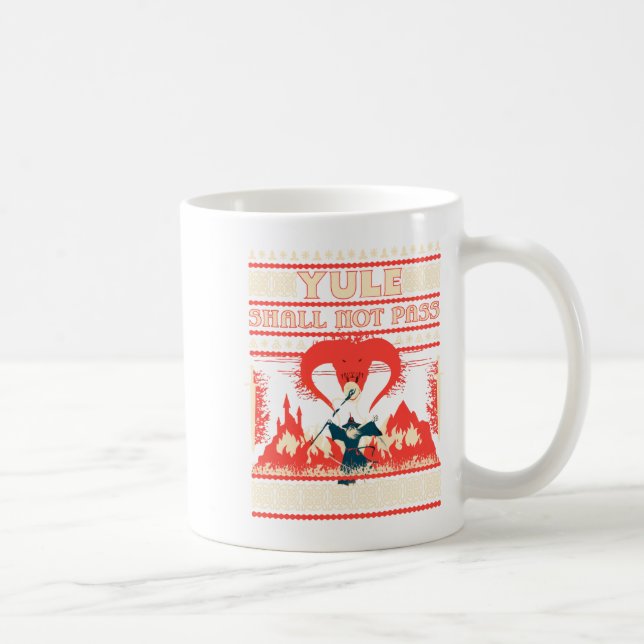 Taza De Café Yule Shall Not P Fantasy Wizard Holiday Pun Funny  (Derecha)
