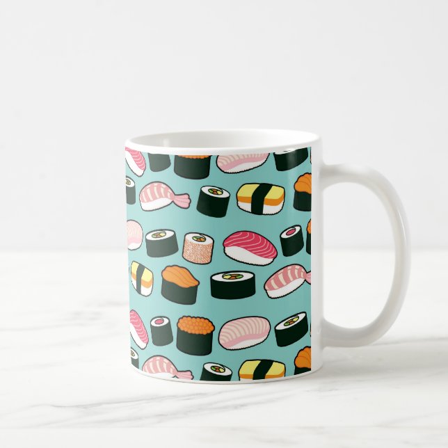 Taza De Café Yummy Sushi Fun Patrón Ilustrado (Derecha)