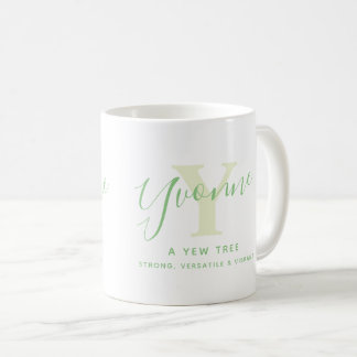 Taza De Café Yvonne name meaning and monogram Y green text