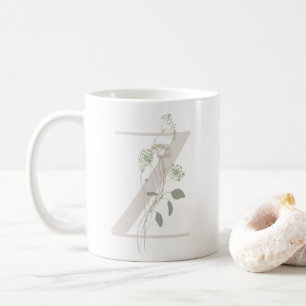 Taza De Café Z inicial con flor de color suave Café Mug