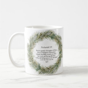 Taza De Café Zacarías 9 9 KJV Tu Rey Viene Corona de Palma