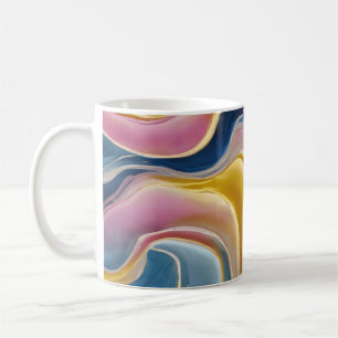 Taza De Café “Zahara”. Remolinos de azules, rosa y arena