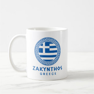 Taza De Café Zakynthos Y Bandera De Grecia