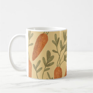Taza De Café zanahorias dibujadas a mano, colorido patrón sin c
