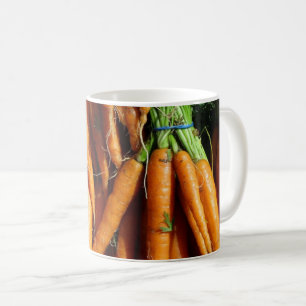 Taza De Café Zanahorias Naranjas de Cosecha Fresca de la Granja