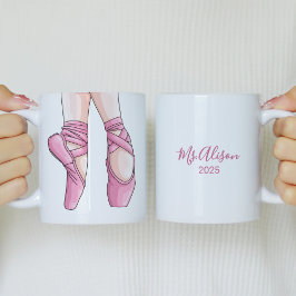 Taza De Café Zapatos de ballet rosado dibujados a mano