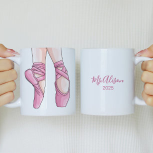 Taza De Café Zapatos de ballet rosado dibujados a mano