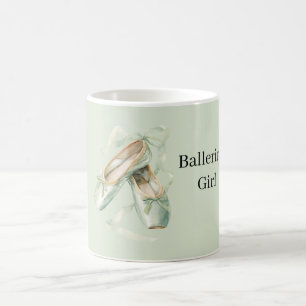 Taza De Café Zapatos de ballet verdes menta niña bailarina