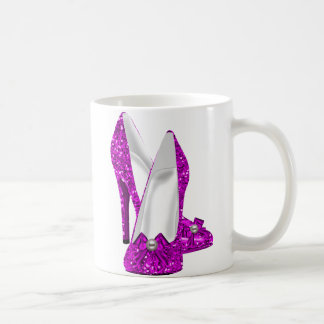 Taza De Café Zapatos de tacón alto Stileto brillo rosa