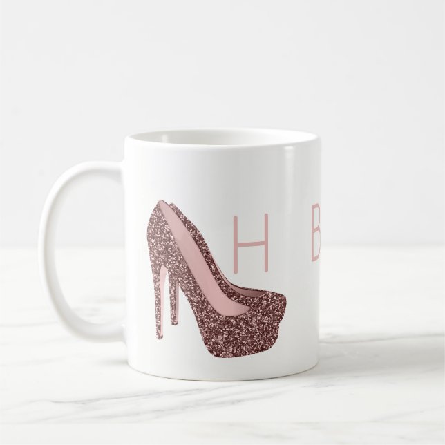 Taza De Café Zapatos subiós el | del purpurina del rosa de la (Izquierda)