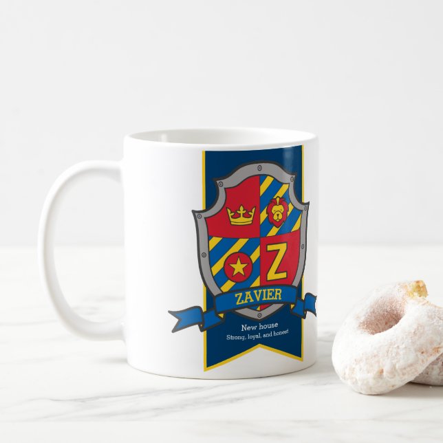 Taza De Café Zavier letter Z heraldry knight (Con donut)