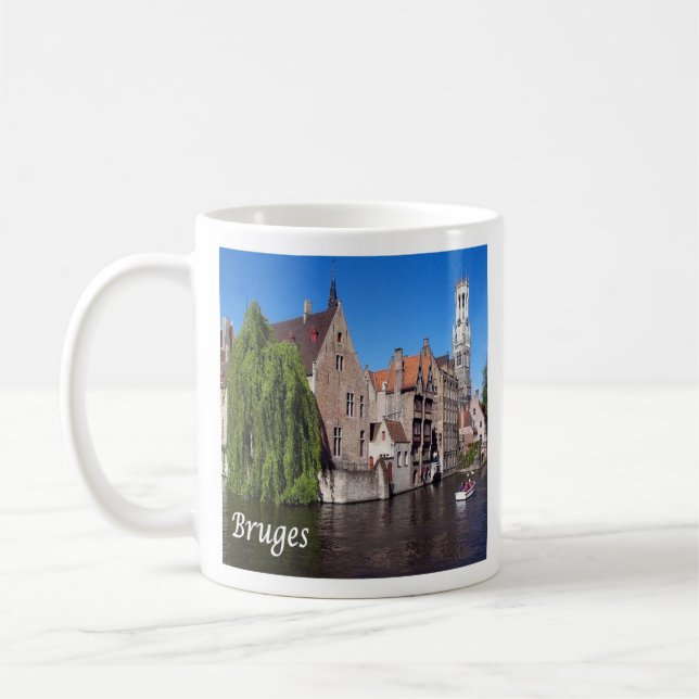Taza De Café zBE052 Canal BRUGES, Bélgica, Café Mug (Izquierda)