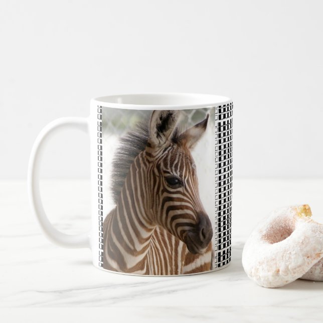 Taza De Café Zebra Black & White Checkered Mug (Con donut)