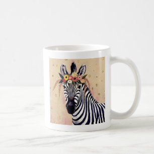 Taza De Café Zebra Klimt  Adornadas En Flores