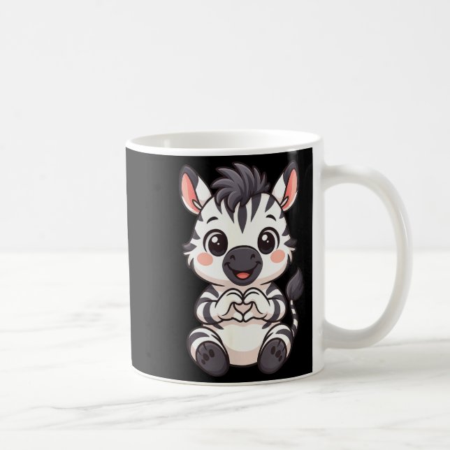 Taza De Café Zebra with heart women girls kids heart cute zebra (Derecha)