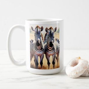 Taza De Café Zebras coloridas Safari inspiradas en el arte