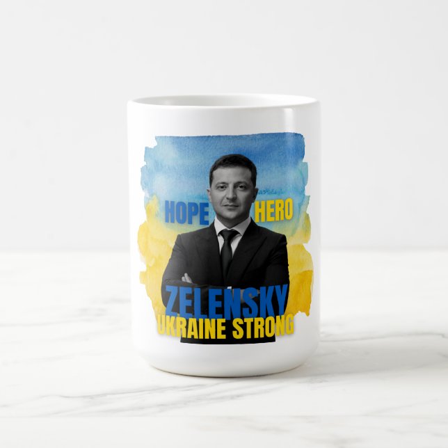 Taza De Café Zelensky Hope Hero Ucrania fuerte (Centro)