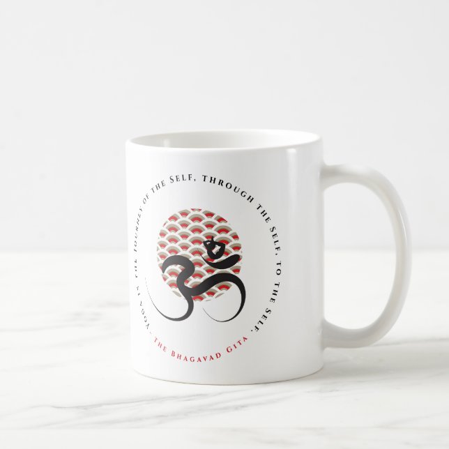 Taza De Café Zen Asia Red Sun Yoga Calligrafía moderna Om Aum (Derecha)