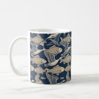 Taza De Café Zen Cup: Optical Illusion Art of Birds and Fish