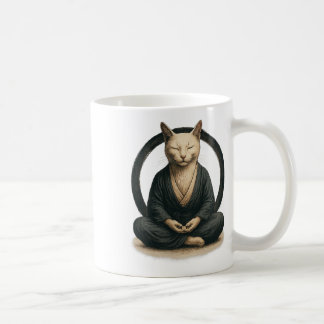 Taza De Café Zen Meditating Cat – Enso Circle Mindful Yoga Art 