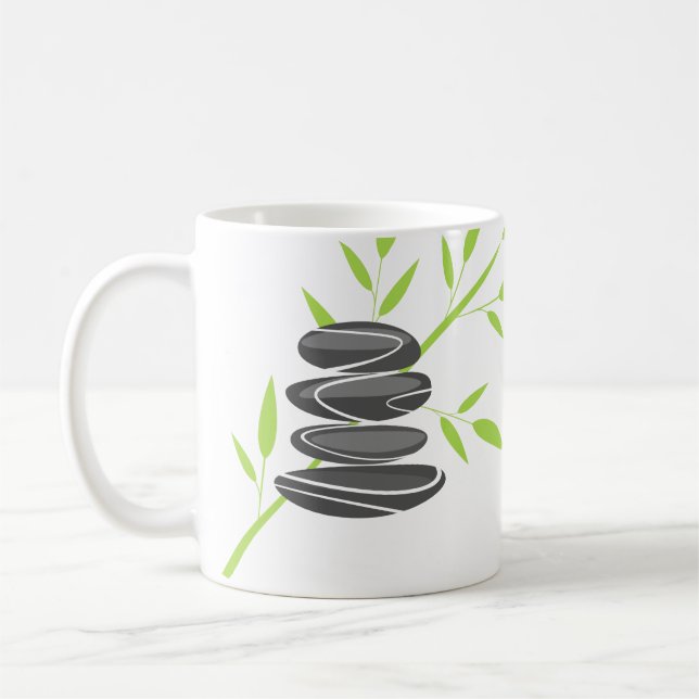 Taza De Café Zen pebble stacking mug con cita inspiradora (Izquierda)