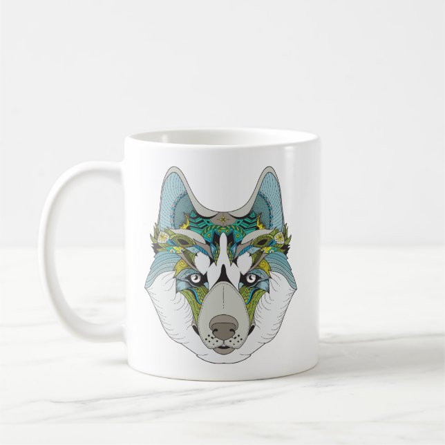 Taza De Café Zenart estampado Husky Dog Blue Husky Face (Izquierda)