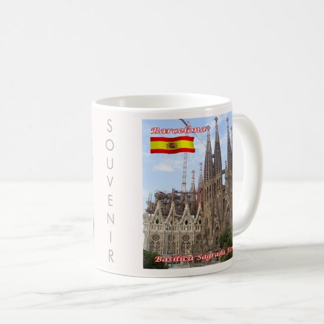 Taza De Café zES013 Basílica BARCELONA Sagrada Familia, (Anverso derecho)