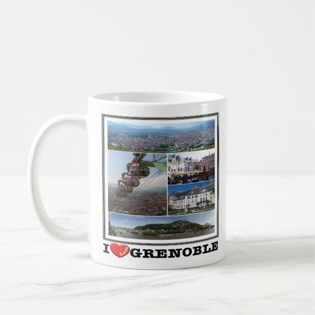 Taza De Café zFR132 GRENOBLE I Love, Francia, café Mug (Izquierda)