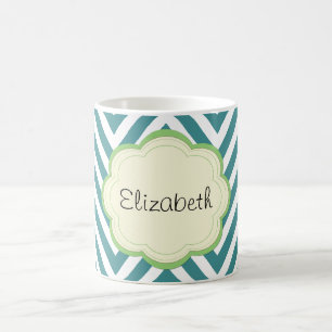Taza De Café Zigzag Azul, Chevron Azul, Patrón De Ondas, Su Nom