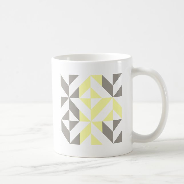 Taza De Café ZigZag geométrico amarillo y plateado (Derecha)