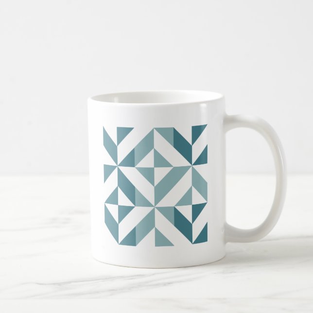 Taza De Café ZigZag geométrico de dos tonos verde verde azulado (Derecha)