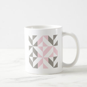 Taza De Café ZigZag geométrico rosa y plateado