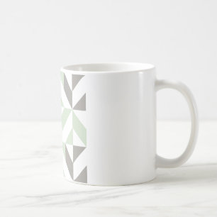 Taza De Café ZigZag geométrico verde sabio y plateado