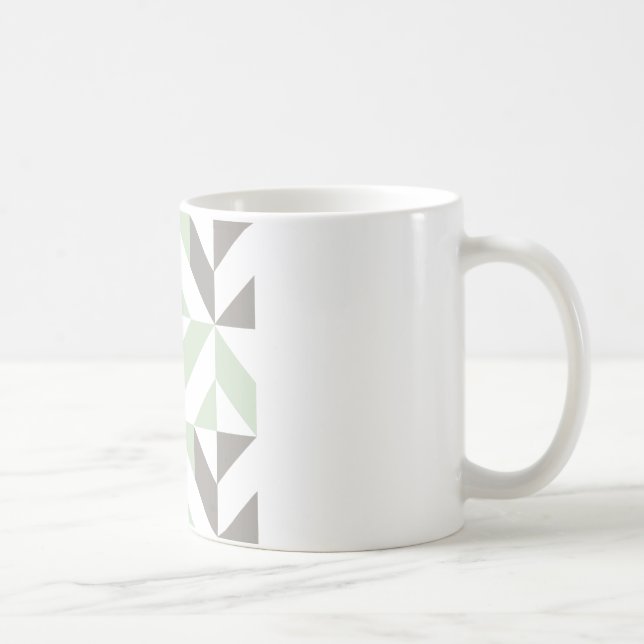 Taza De Café ZigZag geométrico verde sabio y plateado (Derecha)