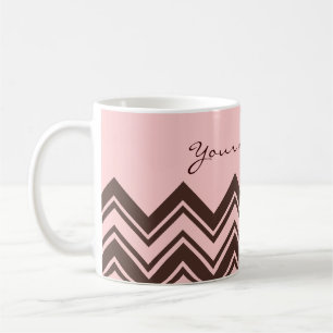 Taza De Café Zigzag rosado y marrón