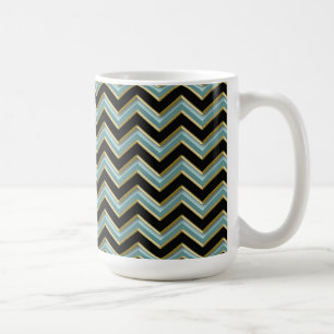 Taza De Café ZigZag Verde azulado de oro negro