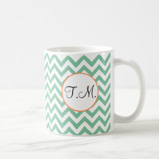 Taza De Café Zigzag Verde Monogramado