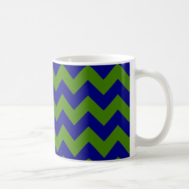 Taza De Café Zigzag verde y azul marino (Derecha)