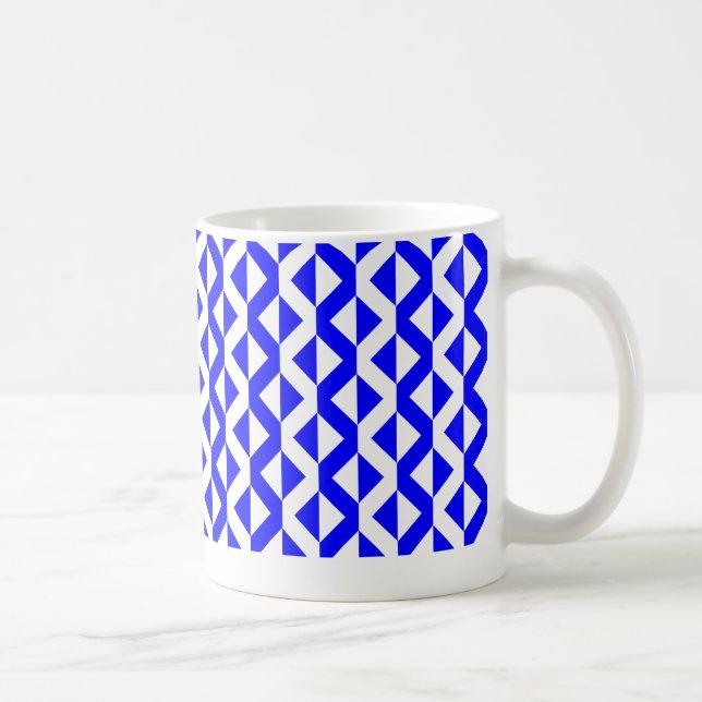 Taza De Café ZigZags alternos - Azul y Blanco (Derecha)