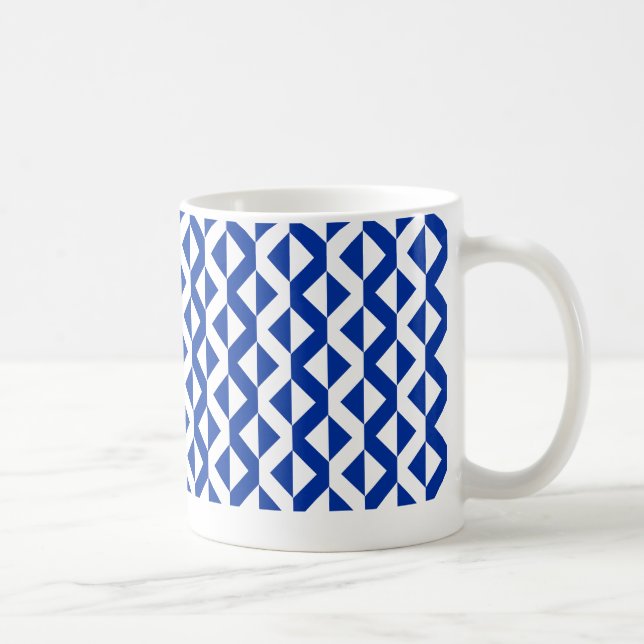Taza De Café ZigZags alternos - Azul y blanco de la Marina (Derecha)