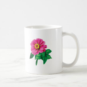 Taza De Café Zinnia Magenta con Hojas
